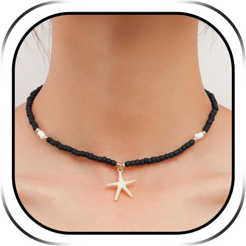 HUASAI Puka Shell Necklace for Women Boho Starfish Pendant Necklace Summer Beach Necklace for Teen Girls in Saudi Arabia