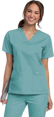 Landau Essentials Relaxed Fit 4-Pocket V-Neck Scrub Top for Women 8219 in Saudi Arabia