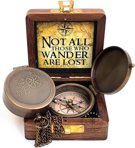 Not All Those Who Wander are Lost Engravable Compass, Pocket Compass for Hiking, Brass Compass with Leather Carry Case, Pirates Compass, Gift Compass, Camping Compass, Navigational Outdoor Compass in Saudi Arabia