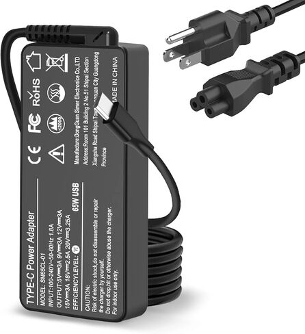 شاحن كمبيوتر محمول عالمي USB C 65 وات 45 وات بديل لجهاز Lenovo Thinkpad/Yoga Chromebook ThinkPad T480 T490 T580 ADLX65YDC2A ADLX65YLC2D ADLX65YDC3A in Kuwait