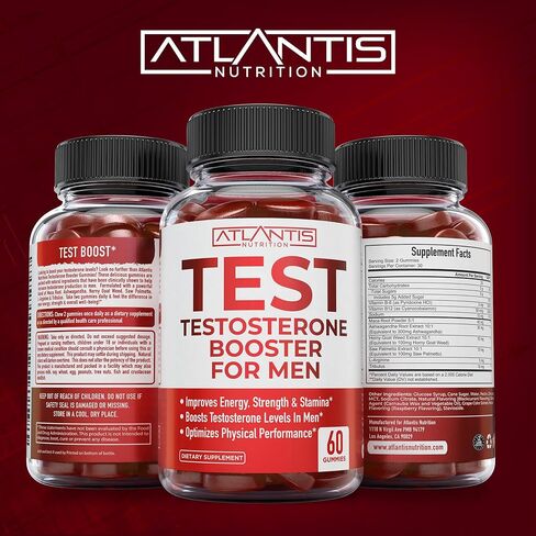 Testosterone Booster For Men Gummies - Male Enhancement, Boosts Energy, & Optimizes Physical Performance. Formulated with Tribulus, Horny Goat Weed, Saw Palmetto, Maca Root & More - 60 Gummies in Saudi Arabia