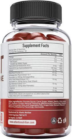 Testosterone Booster For Men Gummies - Male Enhancement, Boosts Energy, & Optimizes Physical Performance. Formulated with Tribulus, Horny Goat Weed, Saw Palmetto, Maca Root & More - 60 Gummies in Saudi Arabia