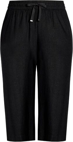 Avenue Womens Plus Size Wide Leg Crop Pants, Black, 18 Plus in Saudi Arabia