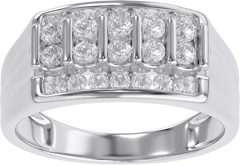 SAVEARTH DIAMONDS Round Cut Lab Created Moissanite Diamond Cluster Men's Wedding Band Ring In 14K Gold Plated 925 Sterling Silver Jewelry (G-H Color, 1.00 Cttw) in Saudi Arabia