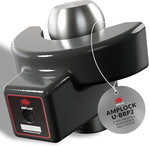 قفل مقرنة المقطورة/RV من AMPLOCK U-BRP2516 - قم بتأمين مقرنة الكرة مقاس 2 5/16 بوصة بشفة مستقيمة - براعة أمريكا الشمالية لحماية المقطورة القصوى مع نظام الدفع والقفل in Kuwait