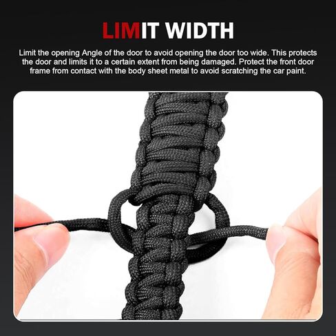 Door Limit Straps, Stretch Resistant Polyester Swing Range Limiting Parachute Rope, Replacement OEM #61368373700 Accessories, Compatible with Jeep Wrangler CJ YJ TJ JK JKU JL (Red) in Saudi Arabia