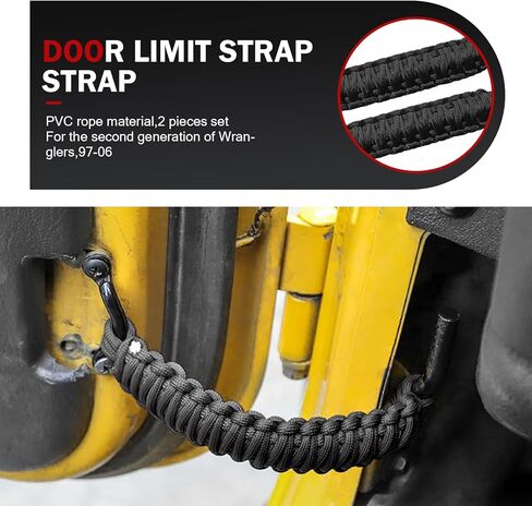 Door Limit Straps, Stretch Resistant Polyester Swing Range Limiting Parachute Rope, Replacement OEM #61368373700 Accessories, Compatible with Jeep Wrangler CJ YJ TJ JK JKU JL (Red) in Saudi Arabia