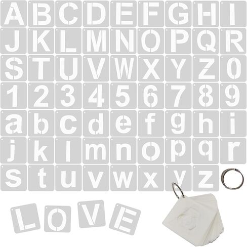62 Pcs Letter and Number Stencil, 2 Inch Reusable Alphabet Stencils with Upper & Lower Case for Painting, Crafts, Scrapbooking, Wood Signs, DIY Projects in Saudi Arabia