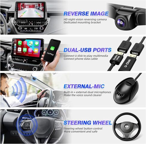 for Corolla Upgrade Android Touchscreen Compatible with Carplay Android Auto,Car Radio Stereo Bluetooth Navigation Multimedia Player GPS WiFi FM/AM Rear Camera for Toyota Corolla 2007-2013 in Saudi Arabia