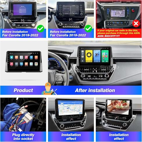 for Corolla Upgrade Android Touchscreen Compatible with Carplay Android Auto,Car Radio Stereo Bluetooth Navigation Multimedia Player GPS WiFi FM/AM Rear Camera for Toyota Corolla 2007-2013 in Saudi Arabia