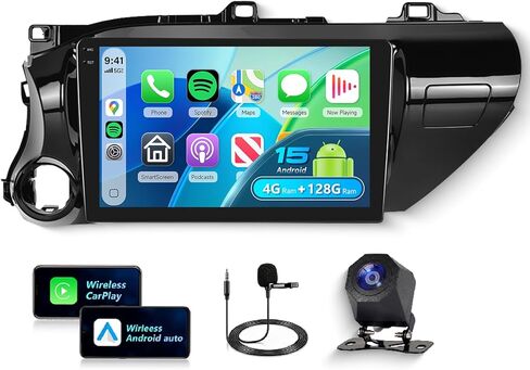 8Core 6+128G Car Radio for Toyota Hilux 2015 2016 2017 2018 2019 2020 Wireless Carplay Android Auto,10.1 inch 1280*720P IPS Touch Screen, Android/GPS/WiFi/32band DSP Audio/Bluetooth/SWC/Backup Camera in Saudi Arabia