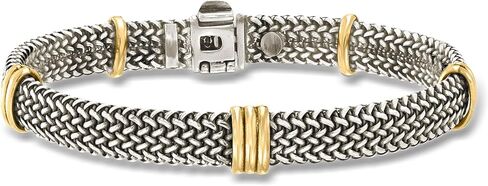 Ross-Simons Italian Sterling Silver and 18kt Bonded Gold Woven Bracelet. 8.5 inches in Saudi Arabia