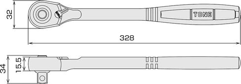 TONE RH2FHX Super Long Oscillating Ratchet Handle (Hold Type) Drive 0.25 inches (6.35 mm) (1/4") in Saudi Arabia