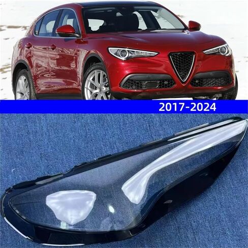 متوافق مع ألفا روميو ستيلفيو 2017 2018 2019 2020 2021 2022 2023 2024 ملحقات زينة السيارة أضواء عدسة قذيفة شفافة (يمين) in Saudi Arabia