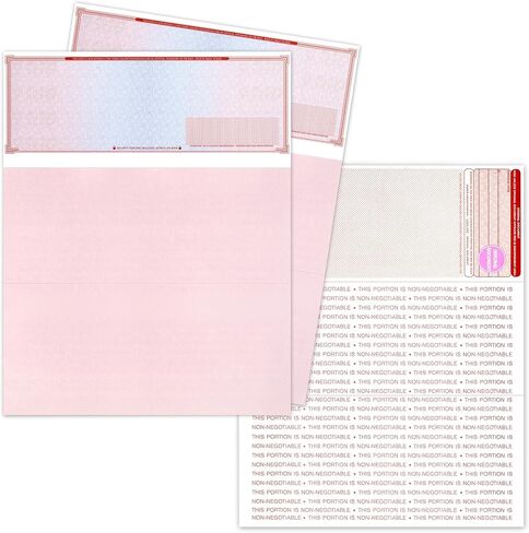 High Security Check Paper - 50 Count, Blank Checks for Business with Artificial Watermarks, Compatible with QuickBooks, Check Stock Paper Printable with Laser & Inkjet - Red/Blue Mazed Check on Top in Saudi Arabia