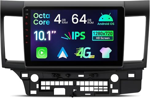 ستيريو سيارة XTRONS لسيارة Mitsubishi Lancer، Android 13 Octa Core 4GB RAM 64GB ROM راديو السيارة، 10.1 بوصة IPS شاشة لمس GPS ملاحة GPS للسيارة وحدة رأس بلوتوث DSP Car Play Android Auto 4G LTE in Kuwait