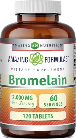 Amazing Formulas Bromelain Supplement | 2000 Mg Per Serving | 120 Tablets | Non-GMO | Gluten Free | Made in USA in Saudi Arabia