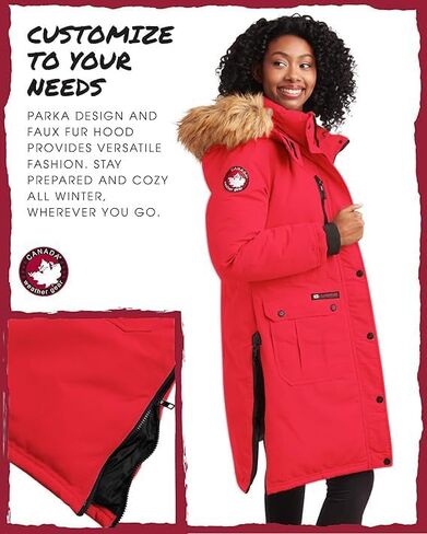 CANADA WEATHER GEAR Women's Winter Coat - Women's Parka and Long Winter Jackets for Women with Removable Faux-Fur Hood (S-3X) in Saudi Arabia