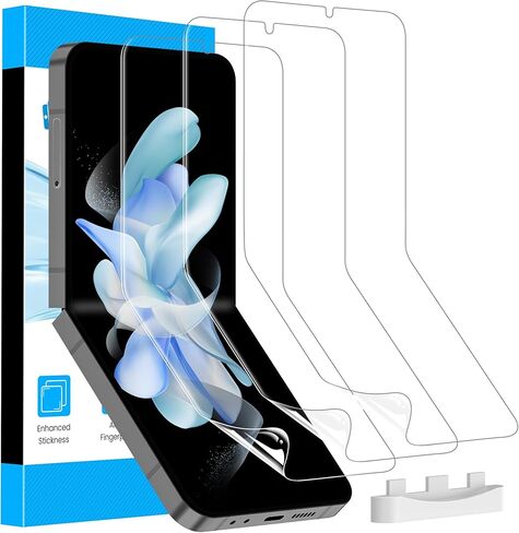 LYWHL 3 Pack for Samsung Galaxy Z Flip 4 Screen Protector, HD Clarity Premium Soft EPU Hydrogel Protective Film for Galaxy Z Flip 4 5G, Anti-Scratch Bubble Free Full Coverage Case Friendly in Saudi Arabia