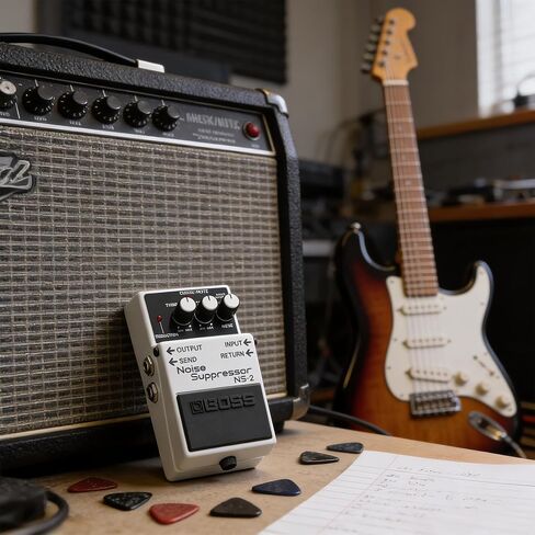 Boss NS-1X Noise Suppressor Bundle with Power Adapter, Roland Instrument Cable, Patch Cable, and Picks in Saudi Arabia