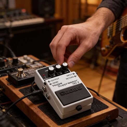 Boss NS-1X Noise Suppressor Bundle with Power Adapter, Roland Instrument Cable, Patch Cable, and Picks in Saudi Arabia