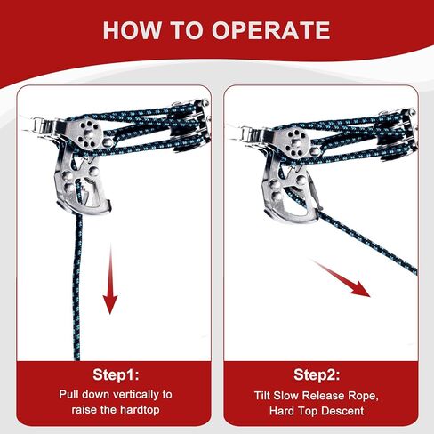 Hardtop Anti-Fall Removal Lift for Jeep Wrangler JL, JK, TJ, and Other Models with Hardtops | Idle Items, Kayak & Attic Hoist | Supports 8-16 ft Ceilings, Comes with 6 T-Knobs (Red) in Saudi Arabia