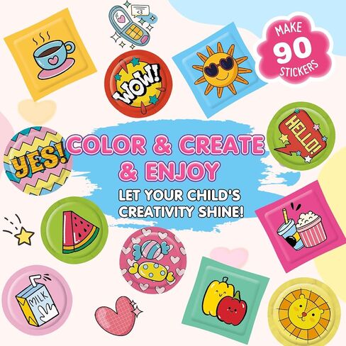 Hewaurorion 3D Sticker Maker Refill Pack for Kids, Create DIY Puffy Stickers, Arts & Crafts Supplies with 90 Sheets, Make Your Own Stickers for Boys Girls Ages 6-10 in Saudi Arabia