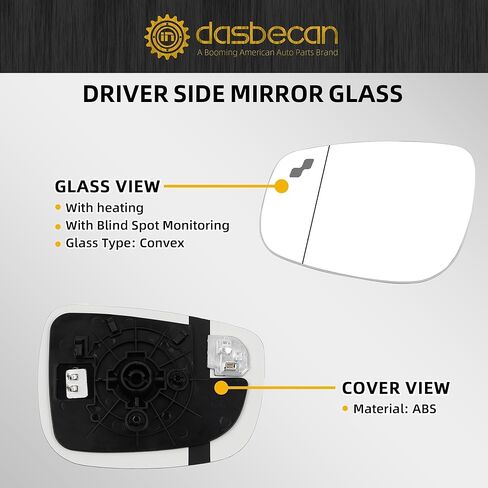 Dasbecan Passenger Right Side Mirror Glass Compatible with MAZDA CX-5 CX5 2015 2016 with Heated & Blind Spot Detection Convex Mirror with Backplate Replaces KA0G-69-1G1 KA0G691G1 in Saudi Arabia