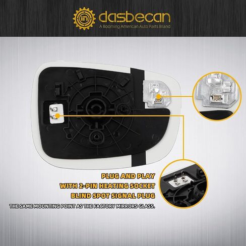 Dasbecan Passenger Right Side Mirror Glass Compatible with MAZDA CX-5 CX5 2015 2016 with Heated & Blind Spot Detection Convex Mirror with Backplate Replaces KA0G-69-1G1 KA0G691G1 in Saudi Arabia