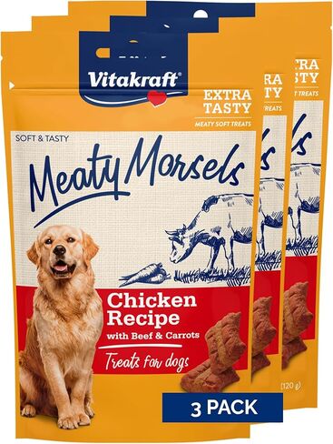 Vitakraft Meaty Morsels Treats for Dogs - Chicken with Beef and Carrots - Super Soft Dog Treats - Two Layers of Gently Oven-Baked Meaty Goodness - 12.6oz Value Pack in Saudi Arabia
