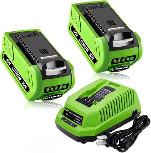 بطارية بديلة وشاحن Munikind لبطارية ليثيوم Greenworks 40V متوافقة مع بطارية GreenWorks G-MAX 40 فولت أدوات كهربائية بالمنشار اللاسلكي 2PACK (أحمر) in Saudi Arabia