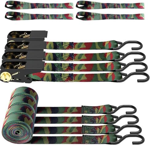 Ratchet Straps, 1500 lbs Breaking Strength - Premium 4X 15ft Tie Down Strap Set, 4X Soft Loops for Moving Appliances, Lawn Equipment, Motorcycle (Blue) in Saudi Arabia