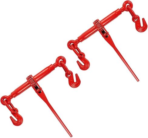 1/4"-5/16" Chain Load Binder, Chain Binder Have Working Load Limit of 2,600 Lbs, Tie Down Heavy Loads to Truck or Flatbed Trailer, Towing Cargo for Most Industrial Applications, Red(2 Pcs) in Saudi Arabia