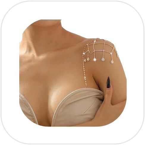 Rhinestone Shoulder Chain Jewelry Crystal Tassel Arm Chain Sexy Festival Rave Crystal Shoulder Strap Bra Chain Bridal Rhinestone Lingerie Chain Jewelry for Women in Saudi Arabia