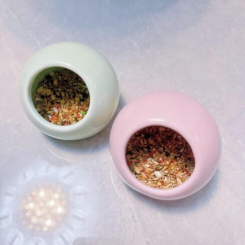 Bird Feeder Ceramic Anti-Spill Food Bowl for Parrot Cockatiels Parakeets Conures Zebra Finch Hamsters Guinea Pigs Rabbits Gerbil- Small Pet Supplies (Pink) in Saudi Arabia