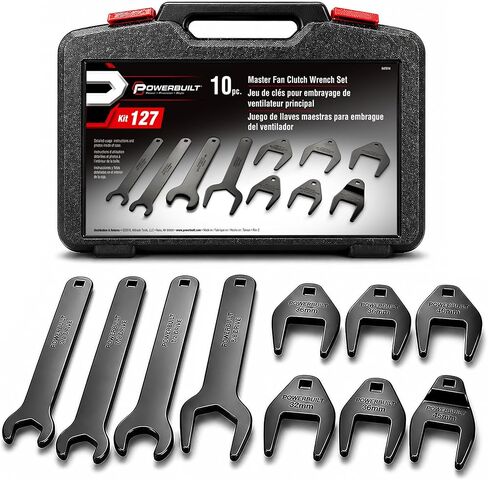 Powerbuilt Master Fan Clutch Wrench Set, Water Pump Cooling Specialty Tools, Clutches, Wrench, Pulley Holding Tool, 10 Piece - 647814 in Saudi Arabia