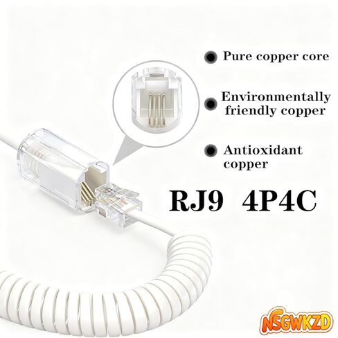 Phone Cord for Landline Handset Telephone, Tangle Free Coiled Wire White, RJ9 Cable and Detangler (2 Set) in Saudi Arabia