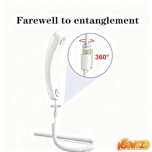 Phone Cord for Landline Handset Telephone, Tangle Free Coiled Wire White, RJ9 Cable and Detangler (2 Set) in Saudi Arabia