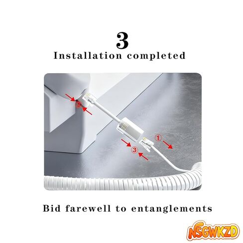 Phone Cord for Landline Handset Telephone, Tangle Free Coiled Wire White, RJ9 Cable and Detangler (2 Set) in Saudi Arabia