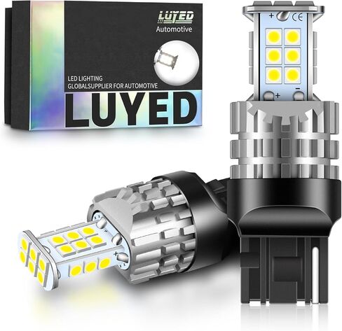 LUYED 7440 LED لمبة عكس الأضواء 3100 لومن T20 7440NA 7441 W21W مصابيح LED تستخدم للنسخ الاحتياطي للأضواء العكسية أضواء إشارة الانعطاف، زينون أبيض، حزمة من 2 in Kuwait