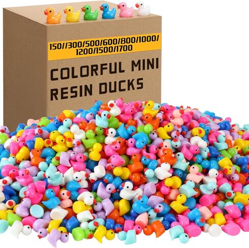 Barydat 600 Pcs Mini Resin Ducks Bulk Tiny Duck Decoration for Hide and Seek Prank Cruises Christmas Party Baby Miniature Garden Accessory Figures for Dollhouse Landscape Aquarium Gift in Saudi Arabia