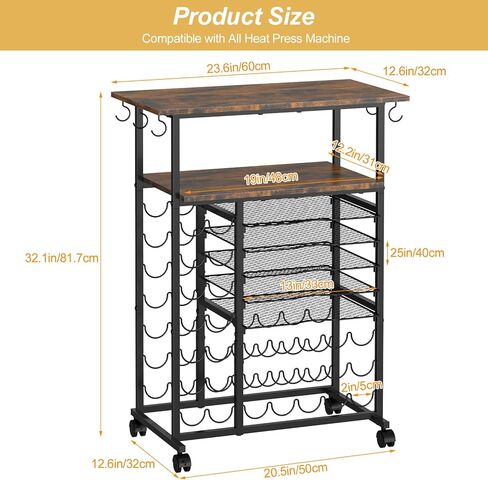 SHINOSKE Rolling Craft Storage Cart with 29 Vinyl Roll Holders & 6 Hooks,Compatible with Craft Cutting Machines,Multi-Tier Small Craft Table for Craft Supplies & Accessories,Heat Press,White in Saudi Arabia