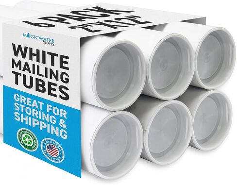 MagicWater Supply Mailing Tube - 2 in x 12 in - White - 4 Pack - for Shipping and Storage of Posters, Arts, Crafts, and Documents in Kuwait