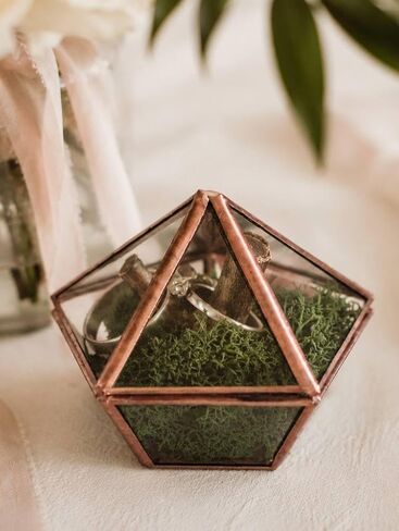 Ring box for wedding ceremony, Ring bearer pillows, Glass ring box, Proposal ring box Engagement ring box, Ring holder (Black) in Saudi Arabia