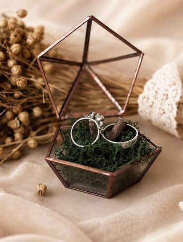 Ring box for wedding ceremony, Ring bearer pillows, Glass ring box, Proposal ring box Engagement ring box, Ring holder (Black) in Saudi Arabia
