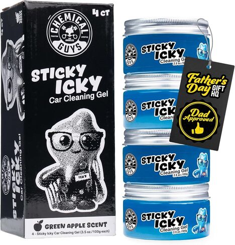 Chemical Guys Sticky Icky Car Cleaning Gel CJB1004, Green Apple Scent - Detailing Kit, Automotive Dust Car Crevice Cleaner, Slime Auto Air Vent, Cleaning Putty For Keyboard Cleaner, 4 Pack - 100g Each in Saudi Arabia
