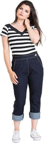 Hell Bunny Charlie Denim Jeans 50s Vintage Retro Capri Trousers 3/4 Pedal Pushers in Saudi Arabia