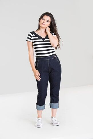 Hell Bunny Charlie Denim Jeans 50s Vintage Retro Capri Trousers 3/4 Pedal Pushers in Saudi Arabia