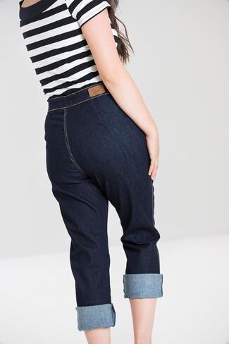Hell Bunny Charlie Denim Jeans 50s Vintage Retro Capri Trousers 3/4 Pedal Pushers in Saudi Arabia