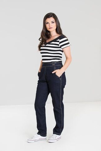 Hell Bunny Charlie Denim Jeans 50s Vintage Retro Capri Trousers 3/4 Pedal Pushers in Saudi Arabia